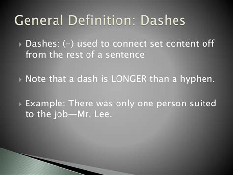 what is the meaning of a dash in a sentence