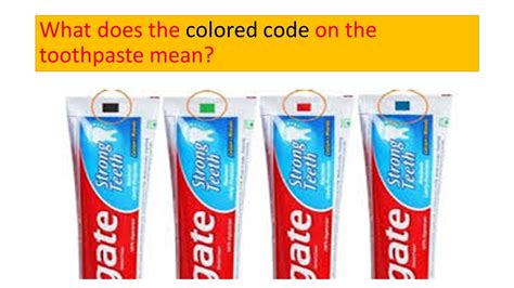 what is the meaning of colour code on toothpaste