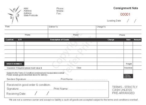 what is the meaning of consignment note