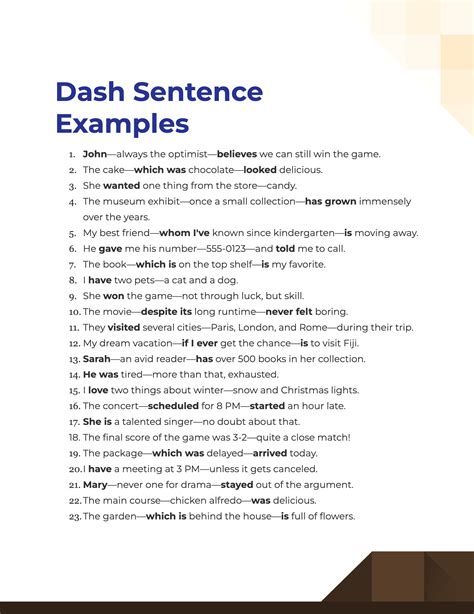 what is the meaning of dash in a sentence