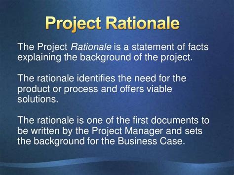 what is the meaning of project rationale