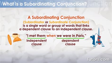 what is the meaning of subordinating conjunction with examples