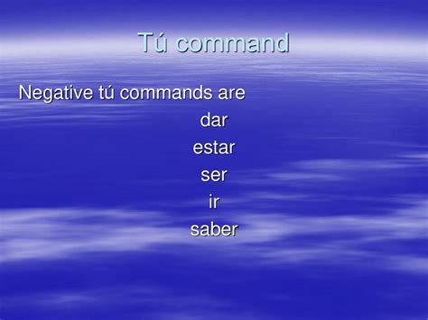 what is the negative tu command for estar