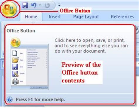 what is the office button in word
