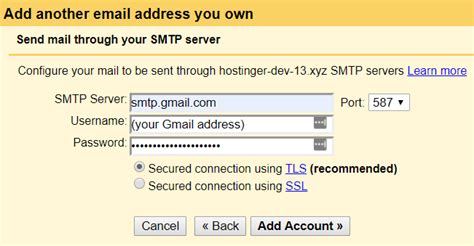 what is the outgoing email server for gmail