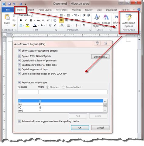 what is the primary feature of autocorrect in ms word