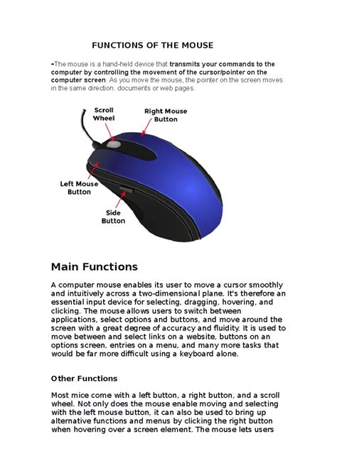 what is the primary function of a mouse in a computer system