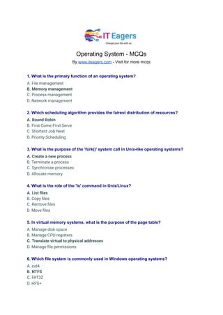 what is the primary function of operating system mcq