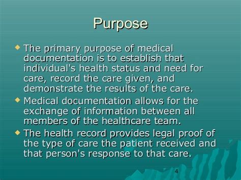 what is the primary purpose of documentation in healthcare