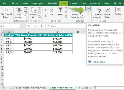 what is the primary purpose of the data consolidation feature in excel