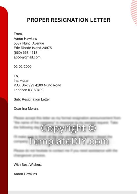 what is the proper format for a resignation letter