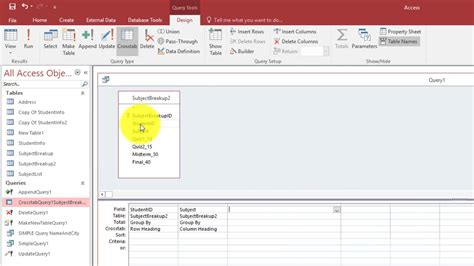 what is the purpose of a cross tab query in ms access