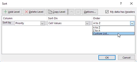what is the purpose of custom sorting in excel