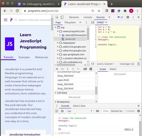 what is the purpose of javascript debugger