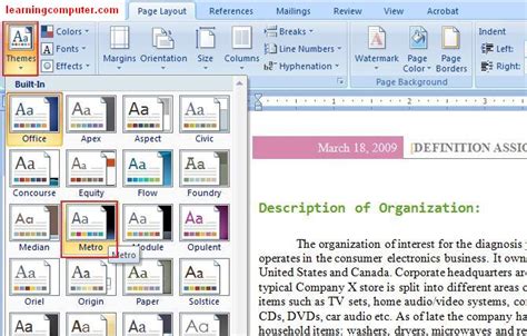 what is the purpose of layout tab in ms word