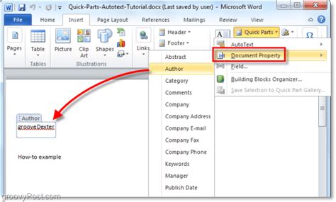 what is the purpose of quick parts in word and excel