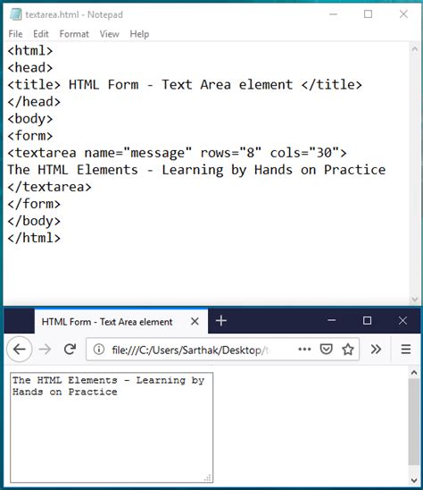 what is the purpose of text area element in html form