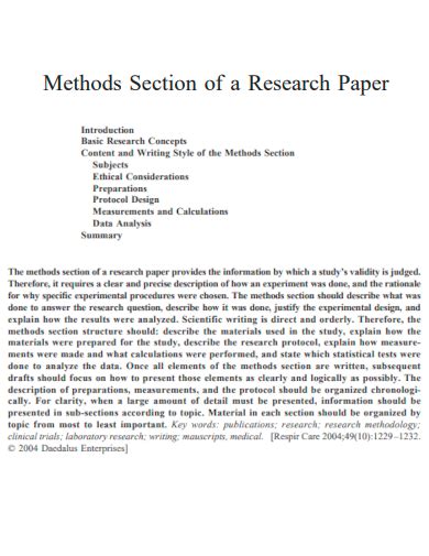 what is the purpose of the methods section in a research paper