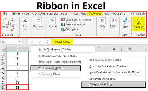 what is the purpose of the ribbon in excel