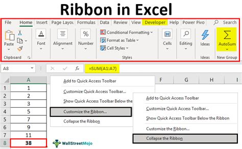 what is the purpose of the ribbon in microsoft excel
