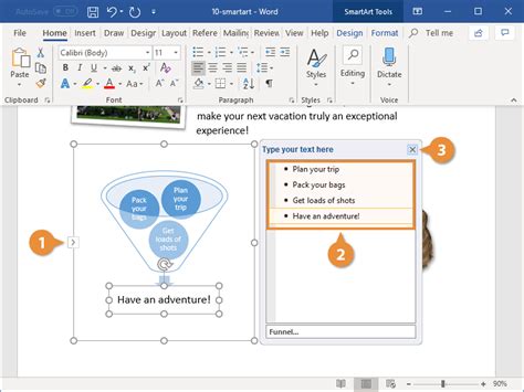 what is the purpose of the smartart design tab in ms word