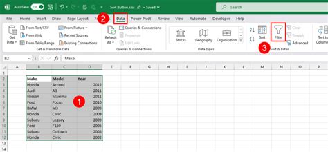 what is the purpose of using the sort and filter button in the excel ribbon