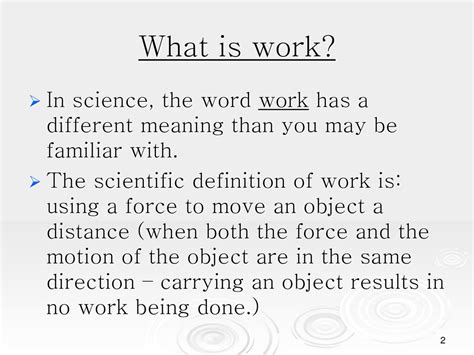 what is the scientific meaning of the word work