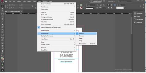 what is the shortcut for presentation mode in indesign