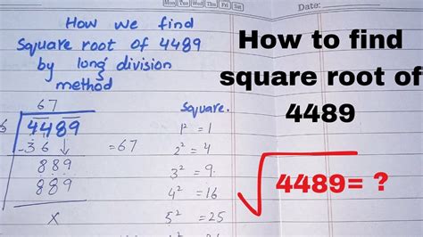 what is the square root of 4489 by division method