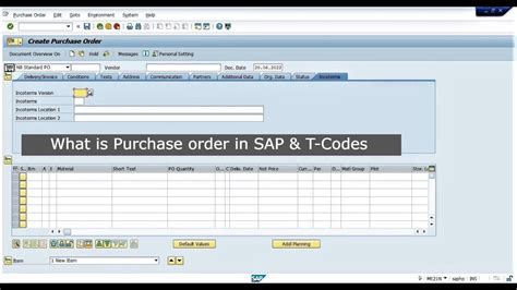what is the t code for po in sap