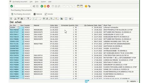 what is the tcode for open purchase order report in sap