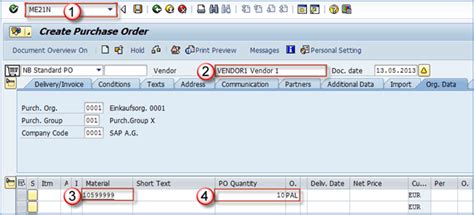 what is the tcode for po creation in sap