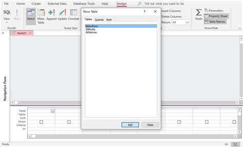 what is the use of show table dialog box in ms access