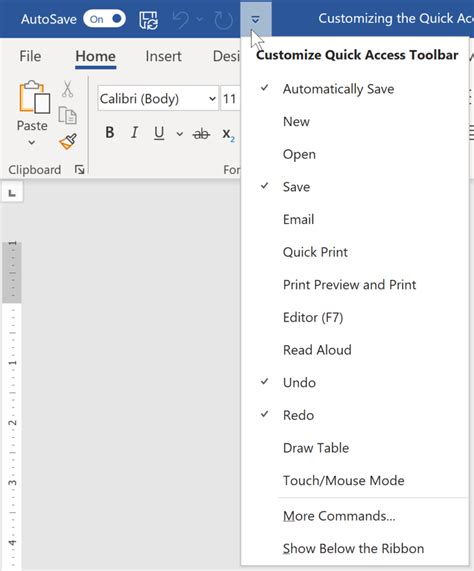 what is the use quick access toolbar in ms word