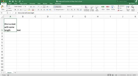 what is the wrap text function in excel