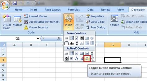 what is toggle button in excel