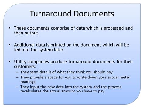 what is turnaround document example