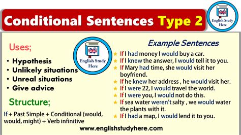 what is type 2 conditional sentences with examples