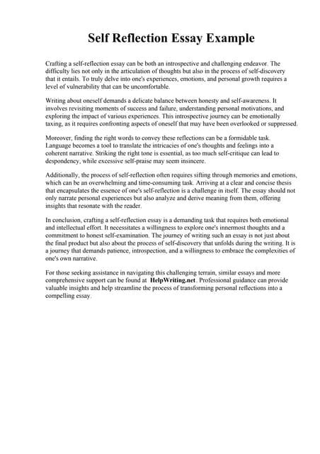 what is understanding the self example essay