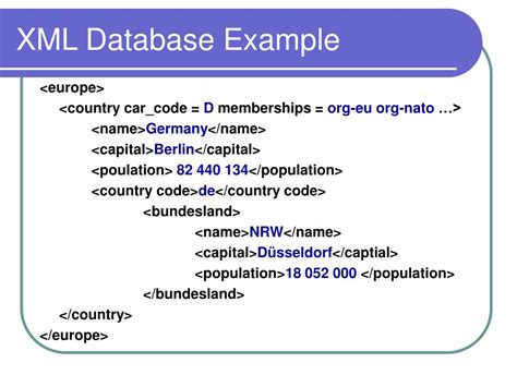 what is xml database with example