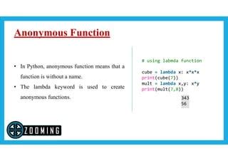 what keyword is used to define an anonymous function in python