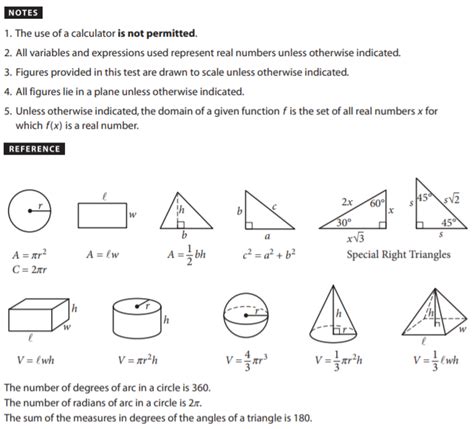 what math formulas are given on the sat