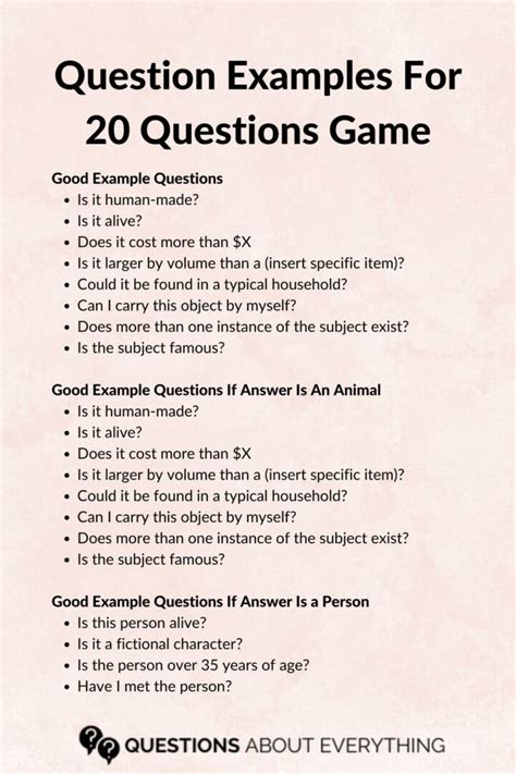 what questions to ask in 20 questions guessing game