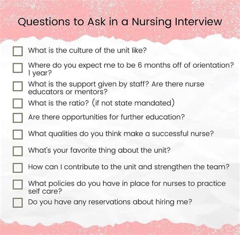 what questions to ask on nursing interview