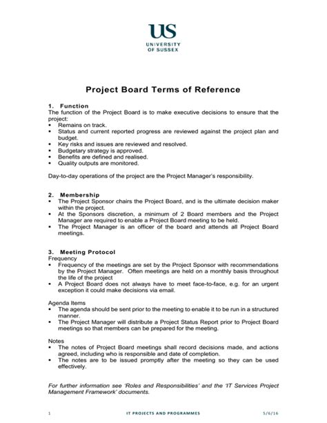 what should a board terms of reference include