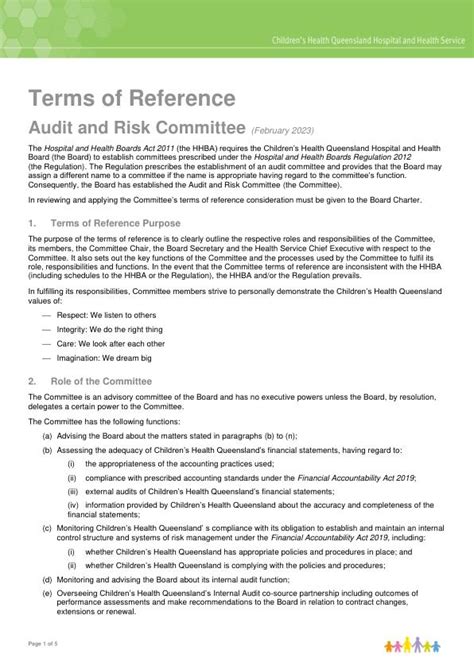 what should a committee terms of reference include