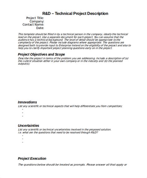what should a project description include