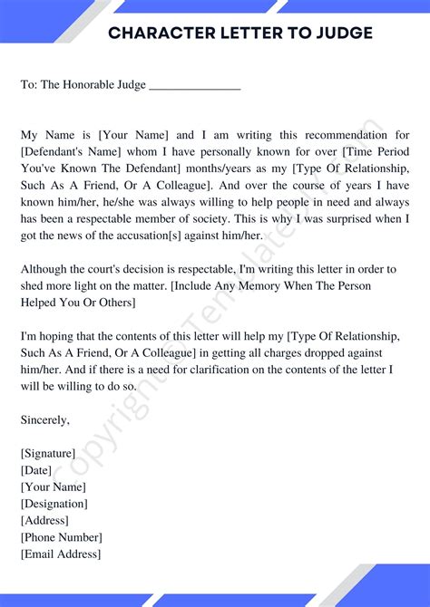 what should be included in a character letter to a judge