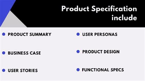 what should be included in a specification