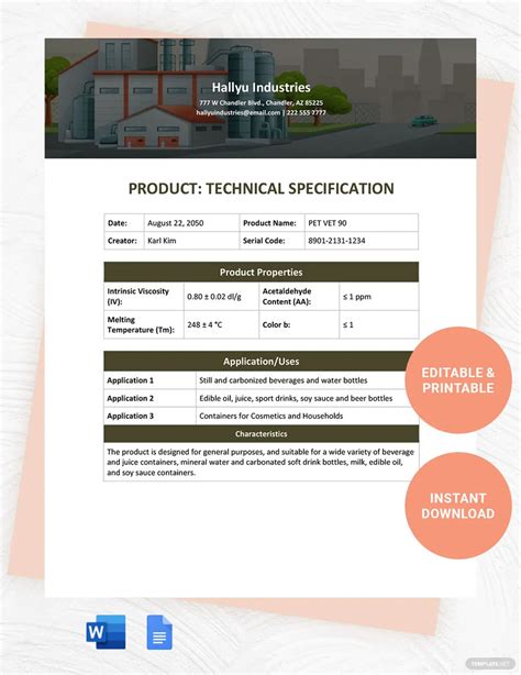 what should be included in a technical specification